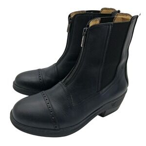 Landi Boots Womens Size 9 Black Leather Ankle Riding Zip Cap Toe Made Italy